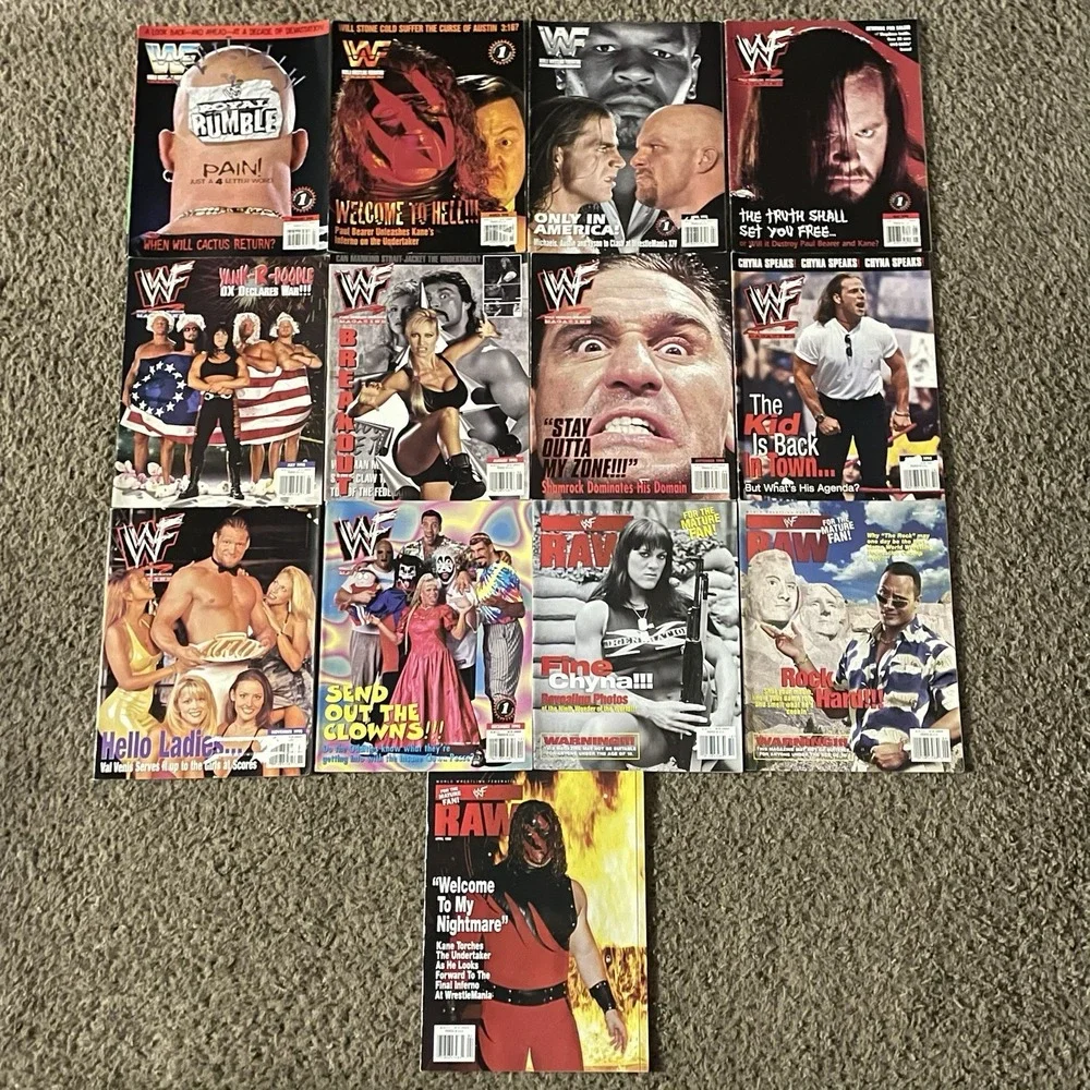 Vintage 1998 WWF Magazine Lot 13 Stone Cold Undertaker Kane Chyna The Rock RAW